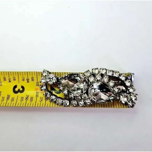 Vintage Large Icy Clear Rhinestone Openwork Prong Set Silver Tone Brooch Pin - Picture 9 of 9